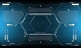 HUD sci-fi interface screen view white circular geometric design virtual futuristic technology on blue vector
