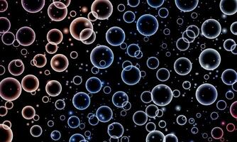 bright colorful soap bubbles. soft light circles on black background. vector