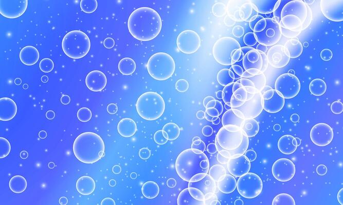 Blue soap circle bubbles. dew drops. water nature soft light background. under water.