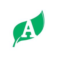 A logo with a green leaf on it vector