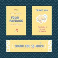 a set of yellow thank you card for package insert card vector