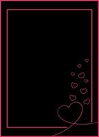 Black frame with red hearts for Valentine's Day heart design vector