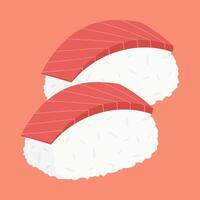 Sushi with white rice and raw red fish topping vector