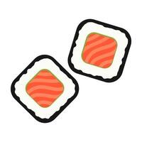Sushi with salmon filling wrapped in a black border vector