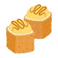 Sushi with fried base and creamy topping vector