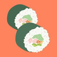 Sushi Roll with Vegetables and Fish vector