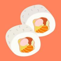 White sushi rolls with salmon and avocado filling vector