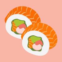Sushi with salmon and colorful vegetable filling vector