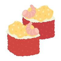 Sushi with Egg and Shrimp Topping vector