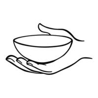 Hand Holding a Bowl - Simple Offering Gesture Outline vector