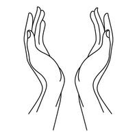 Hands Held Open in Gesture of Hope and Offering - Minimalist Line Art vector