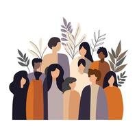 Group of Diverse People Celebrating Together with Foliage Background vector