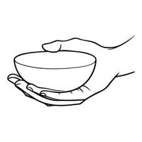 Hand Offering a Bowl - Symbolic Gesture of Care and Support vector