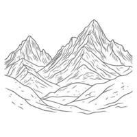 Mountain Range with Peaks - Nature Outline Illustration vector