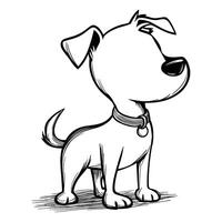 Happy Cartoon Puppy Looking Up - Playful Line Art vector