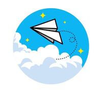Paper rocket in the sky illustration. vector
