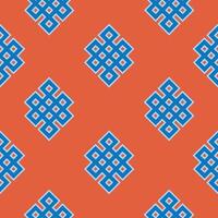 Shrivatsa endless knot seamless pattern. Sacral symbol in buddhism, hinduism, jainism. vector