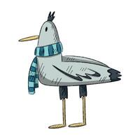 hand drawn colorful gull character. under the sea collection element. bright pastel colors vector