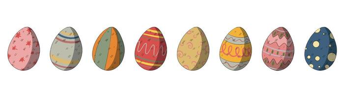 Easter eggs collection. isolated elements on white background. colorful hand drawn easter eggs. greeting card or clipart decor elements vector