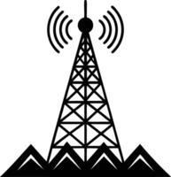 Signal Shadows The Iconic Presence of Transmitting Tower Silhouettes vector