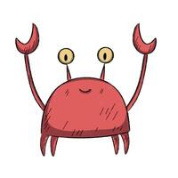 hand drawn colorful crab character. under the sea collection element vector