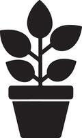 plant pot silhouette icon on white background vector