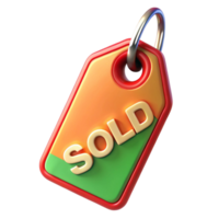 3D Render of a Colorful Sold Tag with Keychain png