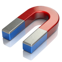 Powerful Horseshoe Magnet with Red, Silver png