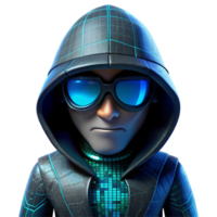 Mysterious 3D Render of a Hacker Character png