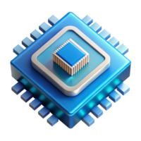 3D Render of a Blue Microchip with Silver Frame png