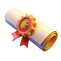 3D Render of a Rolled-Up Diploma with Seal png
