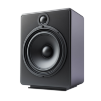 Hyperrealistic Black Studio Monitor Speaker with Detailed Cone and Surround png
