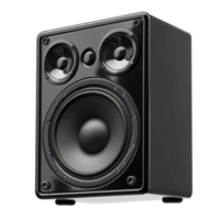 Hyperrealistic Glossy Black Stereo Speaker with Tweeters and Woofer png