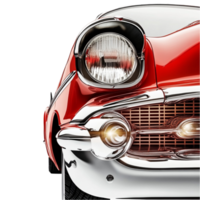 Hyperrealistic Close-Up of Vintage Red Classic Car Front png