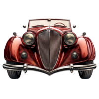 Front View of Classic Red Car with Prominent Grille and Round Headlights png