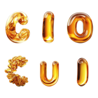 Golden Glass-Like Letters with Reflective Surface png