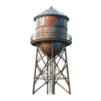 Rustic Metal Water Tower with Weathered Finish png