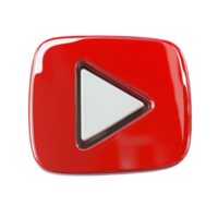 YouTube play button with vibrant red square and raised polished texture png