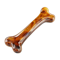 3D-rendered dog bone with tortoiseshell pattern in shades of brown on transparent background png