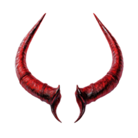 Glossy red devil horns with textured surface on transparent background png