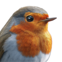 Close-up of a Vibrant Orange and Grey Bird with a Pointed Beak png