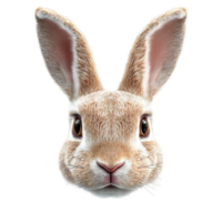 Close-Up of Rabbit's Face with Large Ears and Expressive Eyes png
