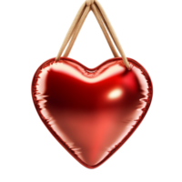 Glossy Red Heart Ornament with String png