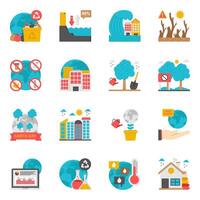 Set of Climate and Pollution Flat Icons vector