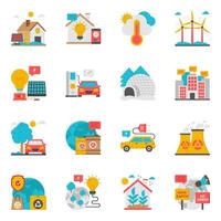 Set of Climate Change Flat Icons vector