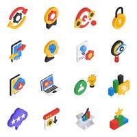 Set of Coding and Data Flat Isometric Icons vector