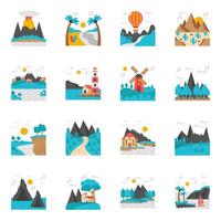 Set of Scenery Flat Icons vector