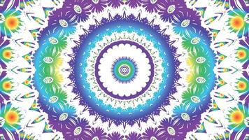 Caleidoscope of beautiful symmetrical flowers colorful gradient. Floral background line art traditional batik ornament dayak design template element. vector