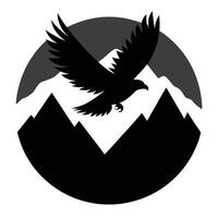Majestic Eagle Soaring Above Snowy Mountain Peaks vector