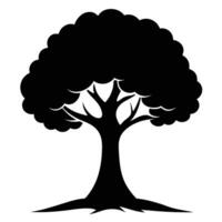 Silhouette of a Large, Full, Lush, Green, Deciduous Tree vector